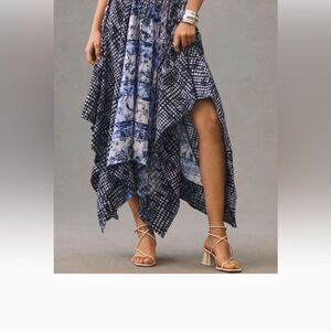 Pilcro Anthropologie Asymmetrical Floral Artsy High low Skirt Sz S